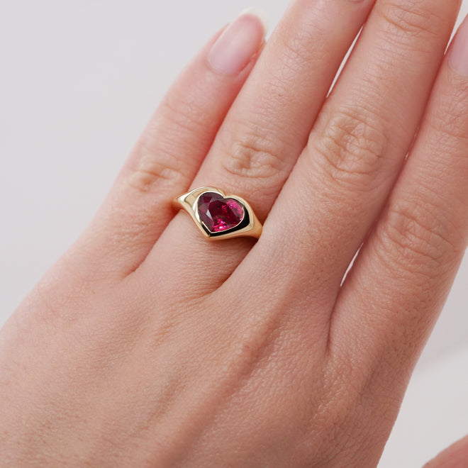 2.05  cts Heart Shape Ruby Ring