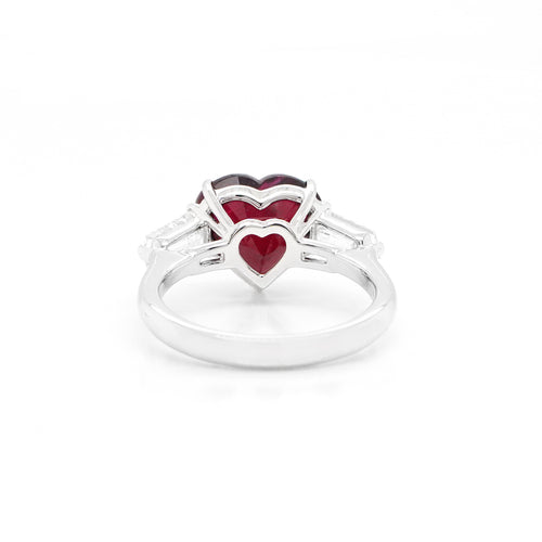 4.03 cts Heart Shape Ruby Ring