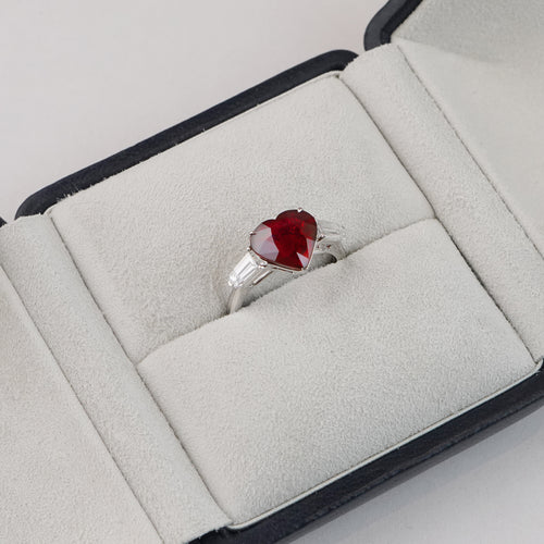 4.03 cts Heart Shape Ruby Ring