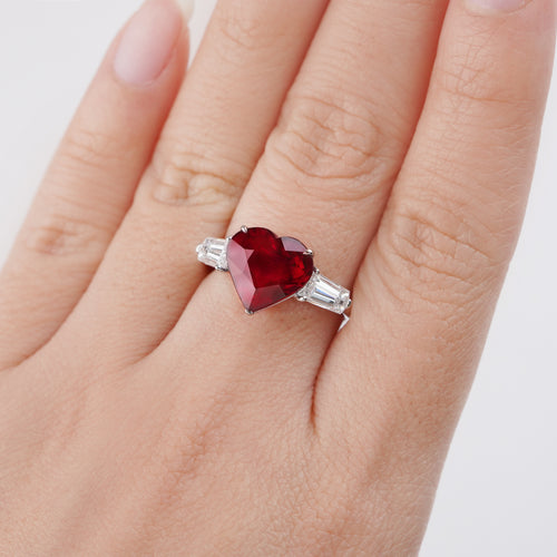 4.03 cts Heart Shape Ruby Ring