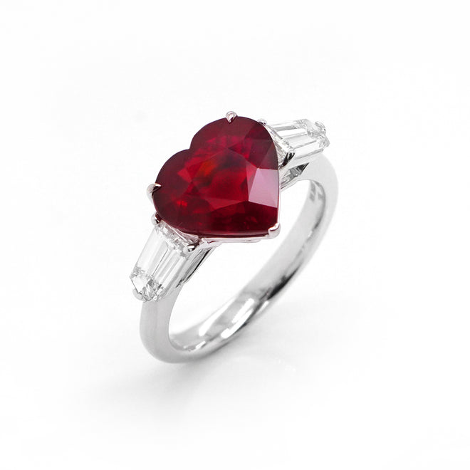 4.03 cts Heart Shape Ruby Ring