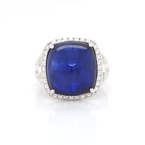 16.73 cts Blue Sapphire with Diamond Ring