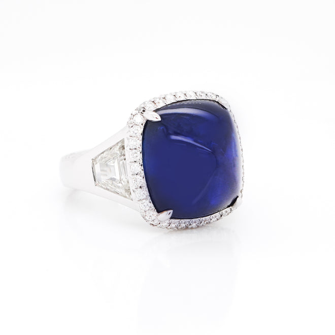 16.73 cts Blue Sapphire with Diamond Ring