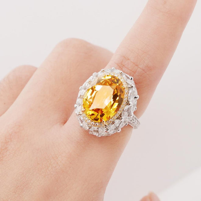 10.05 cts Oval Fancy Sapphire with Diamond Ring