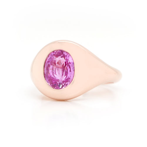1.90 cts Oval Pink Sapphire Pinky Ring
