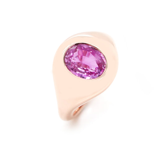 1.90 cts Oval Pink Sapphire Pinky Ring