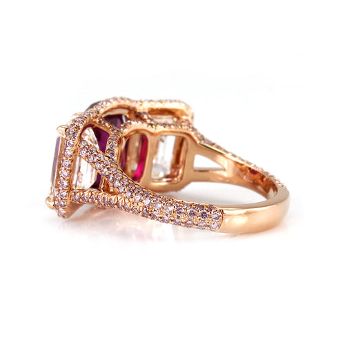 sold 3.76 cts Burmese Ruby with Diamond Ring (ENQUIRE)
