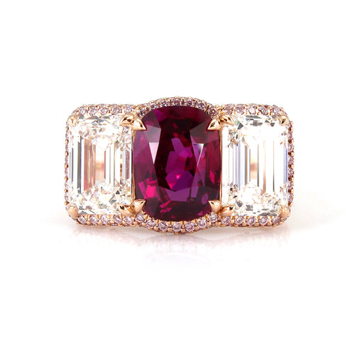 sold 3.76 cts Burmese Ruby with Diamond Ring (ENQUIRE)