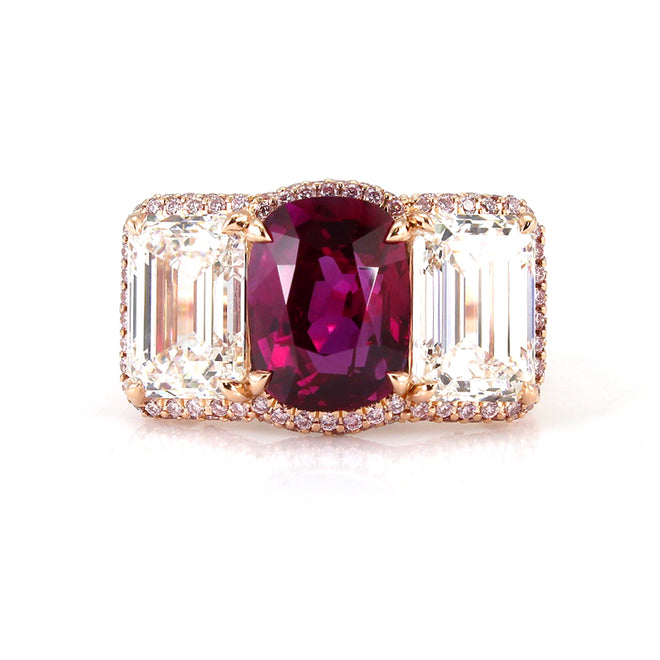 sold 3.76 cts Burmese Ruby with Diamond Ring (ENQUIRE)