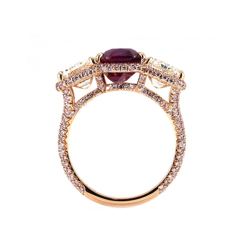 3.76 cts Burmese Ruby with Diamond Ring (ENQUIRE)