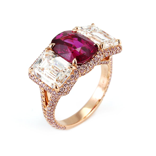 sold 3.76 cts Burmese Ruby with Diamond Ring (ENQUIRE)