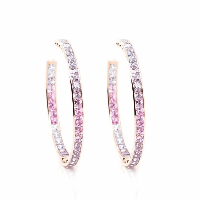 10.96 cts Fancy Princess Sapphire Eternity Hoops