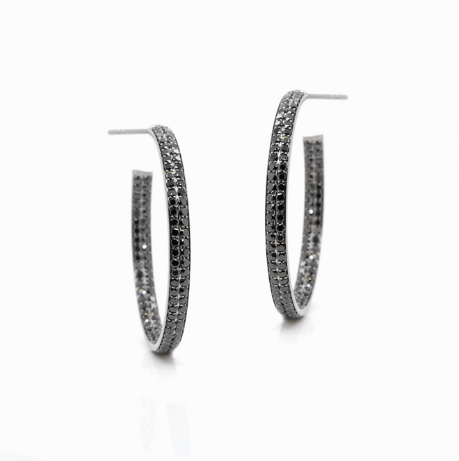 4.32 cts Round Black Diamond Eternity Hoops