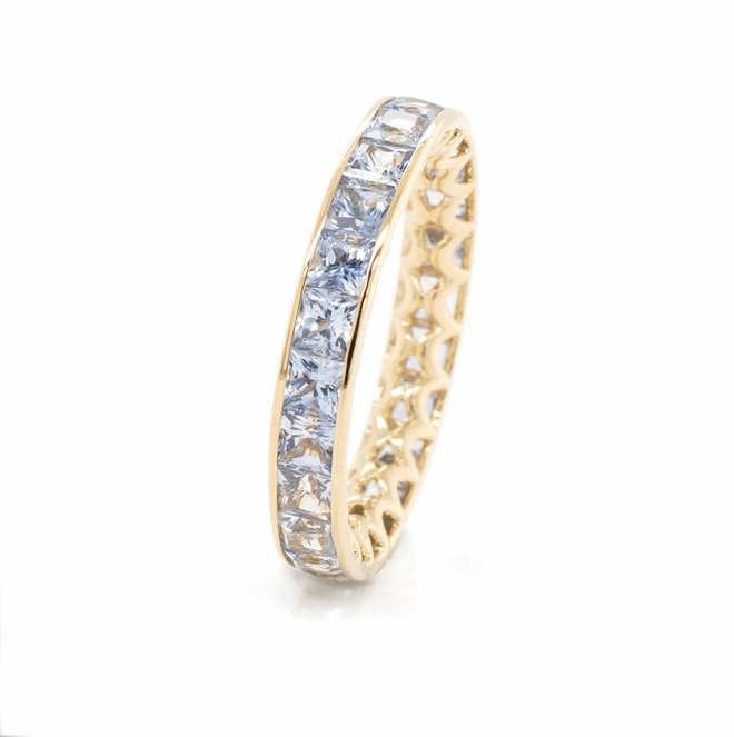 3.29 cts Princess Fancy Sapphire Eternity Ring