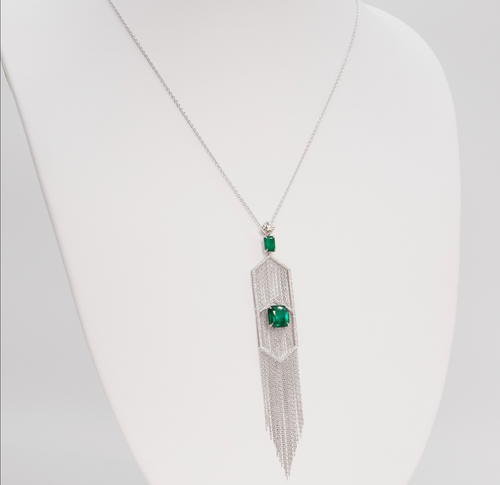 5.23 / 1.34 cts Emerald with Diamond Necklace
