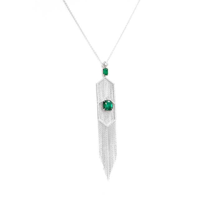 5.23 / 1.34 cts Emerald with Diamond Necklace