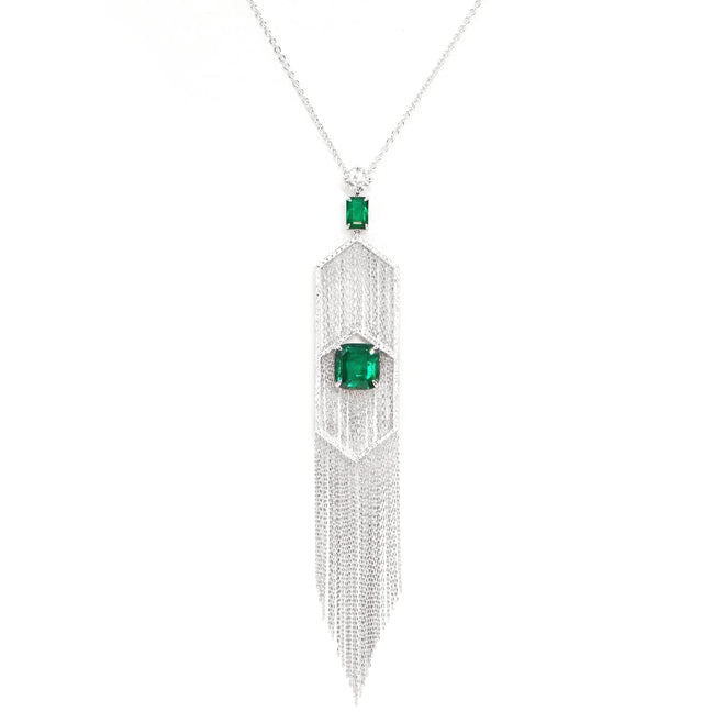 5.23 / 1.34 cts Emerald with Diamond Necklace