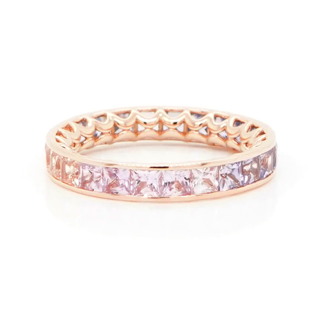 4.15 cts Princess Fancy Sapphire Eternity Ring