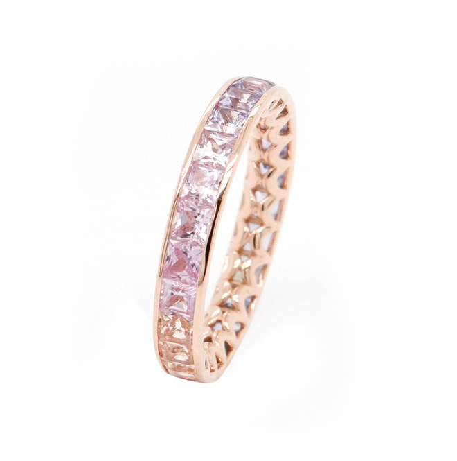 4.15 cts Princess Fancy Sapphire Eternity Ring