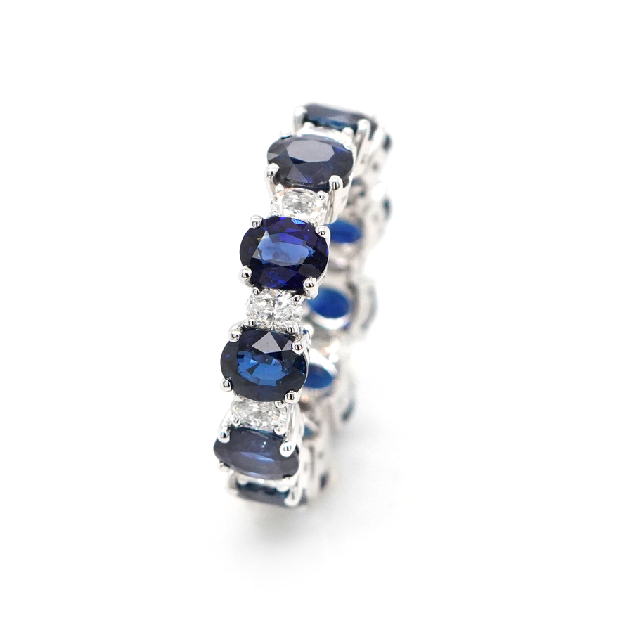 6.05 cts Oval Blue Sapphire with Diamond Eternity Ring