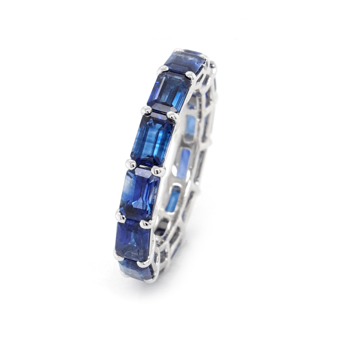 5.78 cts Octagon Blue Sapphire Eternity Ring