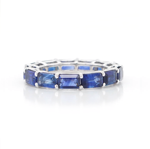 5.78 cts Octagon Blue Sapphire Eternity Ring