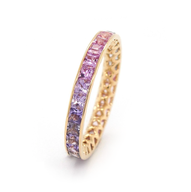 2.60 cts  Princess Fancy Sapphire Eternity Ring