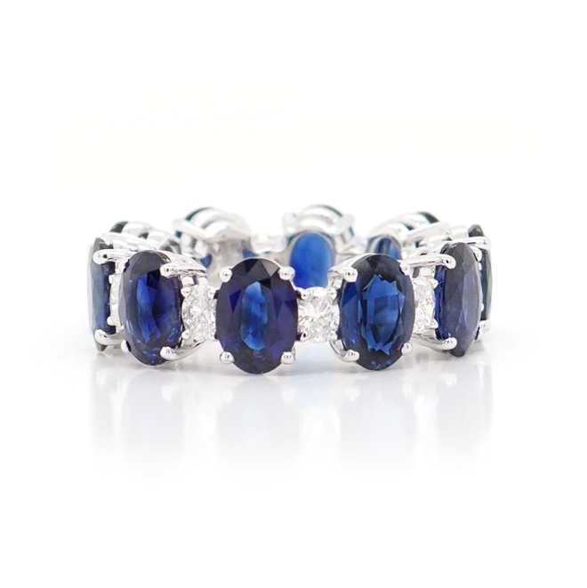 8.95 cts Oval Blue Sapphire with Diamond Eternity Ring