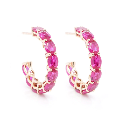 5.69 cts Burmese Oval Ruby Eternity Hoops