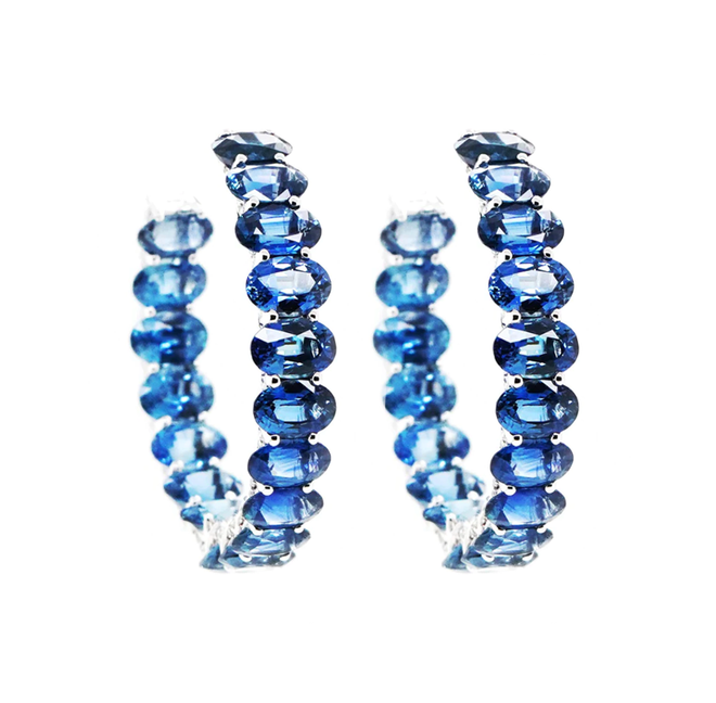 18.35 cts Oval Blue Sapphire Eternity Hoops