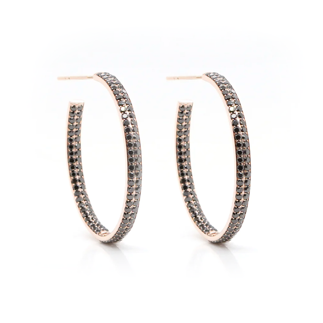 4.41 cts Round Black Diamond Eternity Hoops