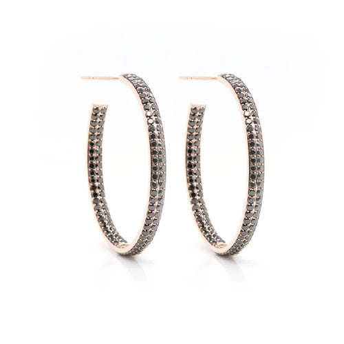 4.41 cts Round Black Diamond Eternity Hoops