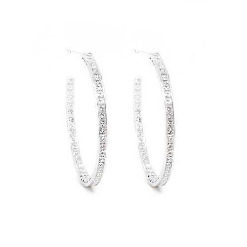 6.08 cts  Princess White Diamond Eternity Hoops