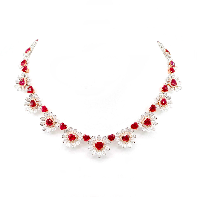 10.58 / 9.82 cts Burmese Ruby with Diamond Necklace (ENQUIRE)