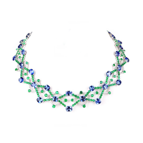 94.65 / 30.67 cts Blue Sapphire with Emerald Necklace (ENQUIRE)
