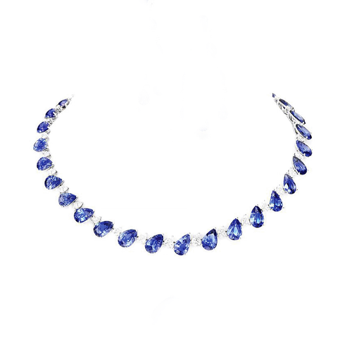 107.24 cts Pear Shape Blue Sapphire Necklace (ENQUIRE)