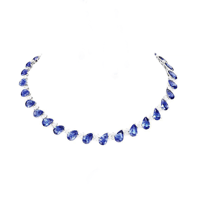 107.24 cts Pear Shape Blue Sapphire Necklace (ENQUIRE)