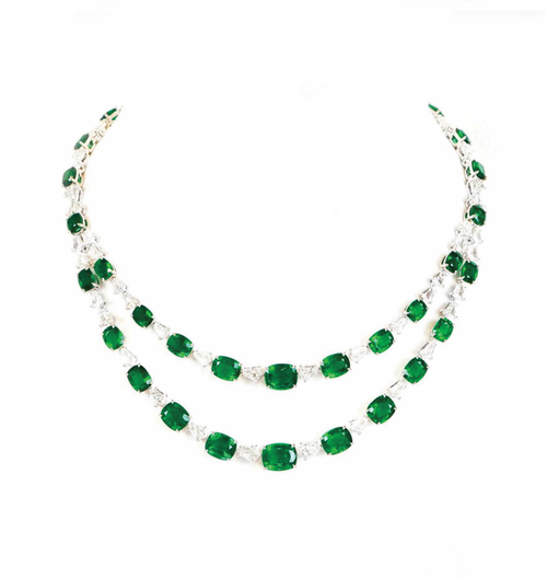 66.95 cts Emerald with Kites Diamond Necklace (ENQUIRE)
