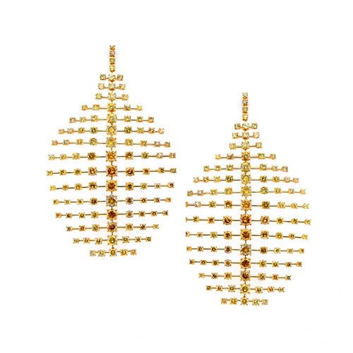 13.83 cts Round Yellow Diamond Earrings