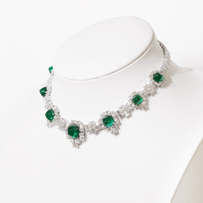 58.00 cts Cushion Sugarloaf Emerald Necklace (ENQUIRE)