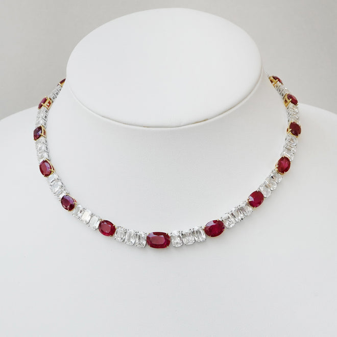 42.10 cts Oval Ruby with Diamond Necklace (ENQUIRE)
