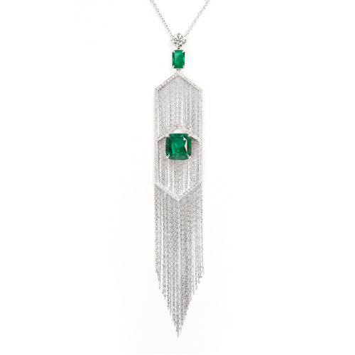 5.23 / 1.34 cts Emerald with Diamond Necklace