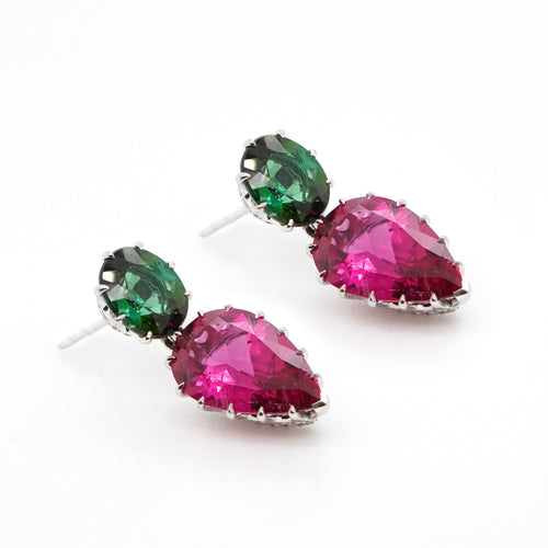 18.27 cts Pear Shape Rubelite Earrings