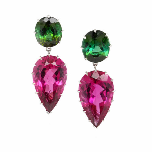 18.27 cts Pear Shape Rubelite Earrings