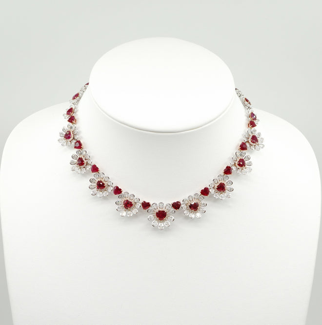 10.58 / 9.82 cts Burmese Ruby with Diamond Necklace (ENQUIRE)