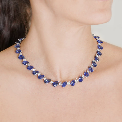107.24 cts Pear Shape Blue Sapphire Necklace (ENQUIRE)