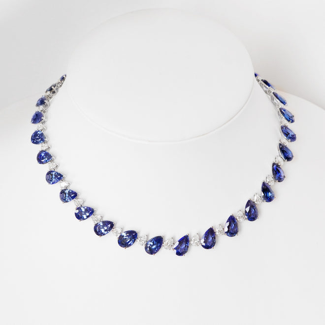 107.24 cts Pear Shape Blue Sapphire Necklace (ENQUIRE)