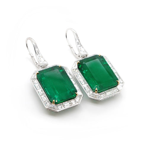 22.825 / 19.689 cts Emerald Diamond Earrings (ENQUIRE)