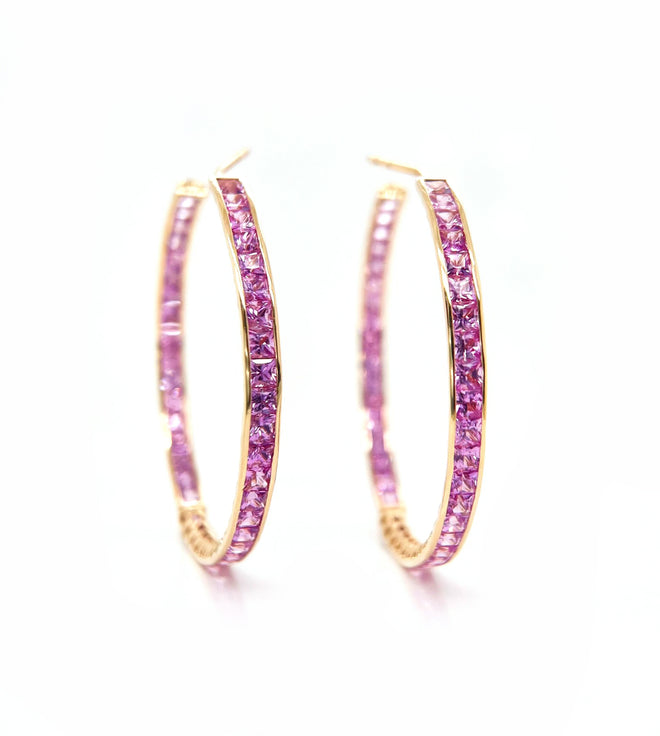 8.56 cts Princess Fancy Sapphire Eternity Hoops