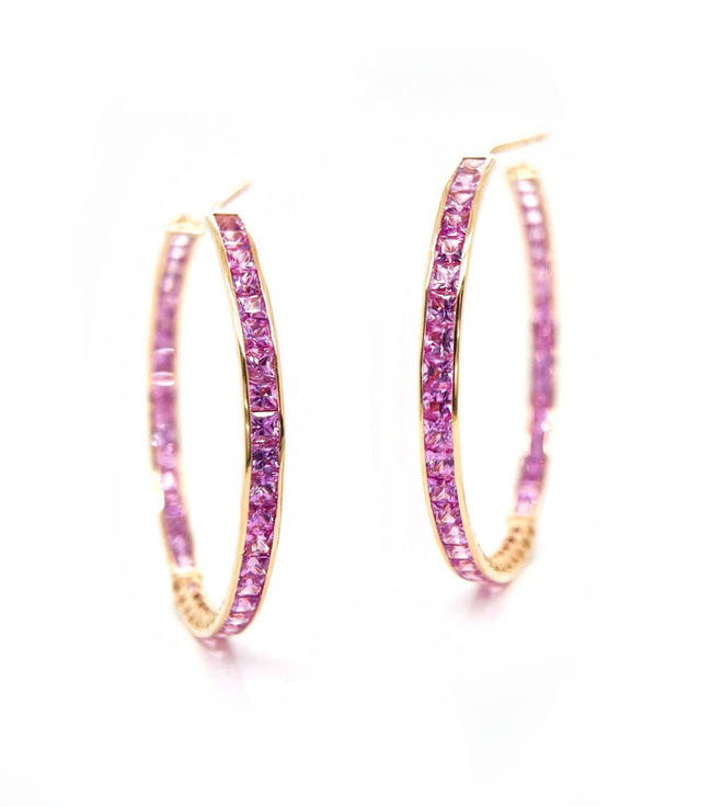 8.56 cts Princess Fancy Sapphire Eternity Hoops